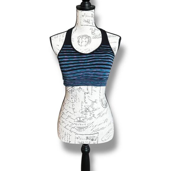 Champion C9 Black Multi Color Stripe Duo Dry+ Athletic Sports Bra Size XL - Picture 1 of 6